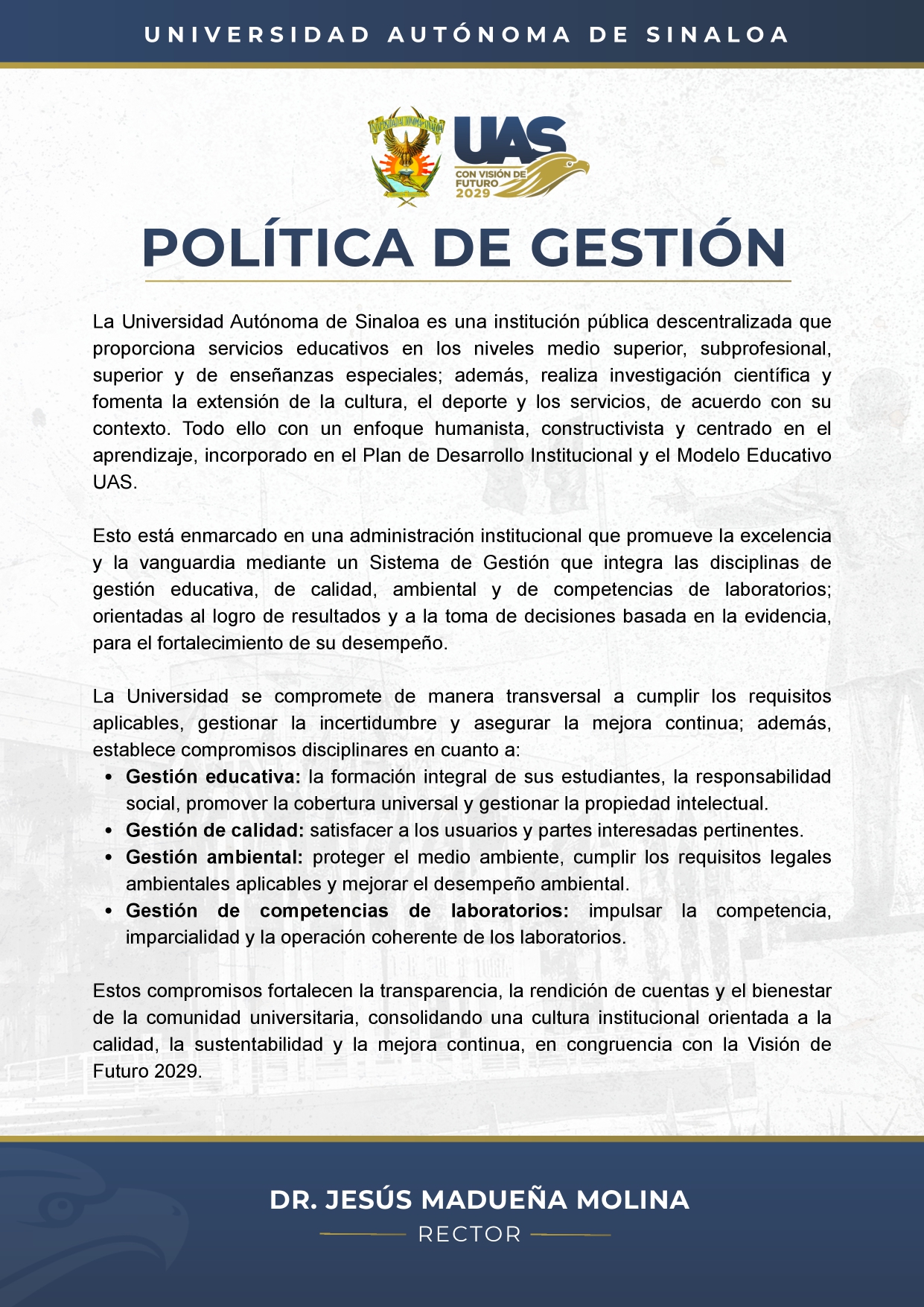 Política de Gestión UAS